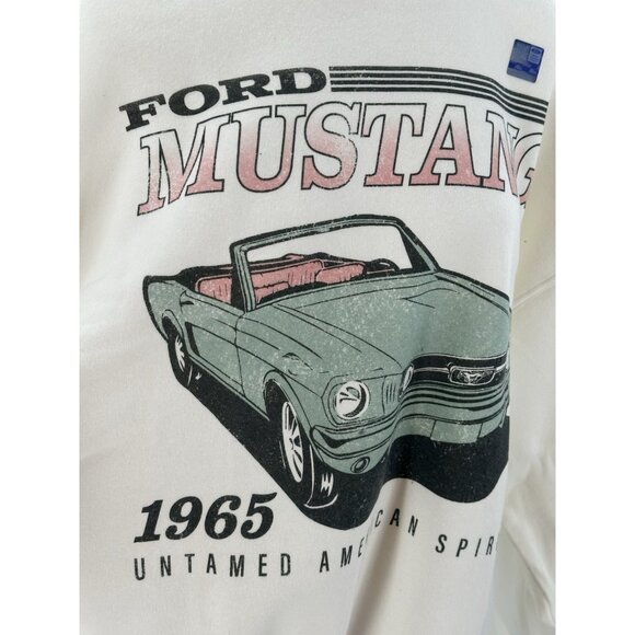 Grayson Threads Women's Ford Mustang Sweatshirt Crew Neck Off White Pink 1965 Lg - Picture 2 of 7